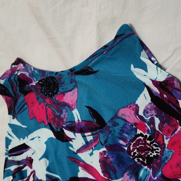 Catherines Maxi Dress Size 1X P Blue & Pink Floral Twist Tie Tropical Print - Picture 11 of 14